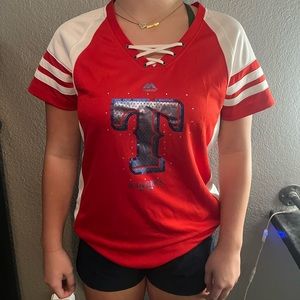 Texas rangers kids jersey, size youth lg